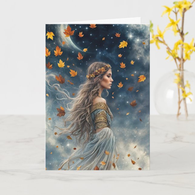 Autumn Fall Equinox Mabon Söt Gypsy Bohemian Kort (Gul blomma)