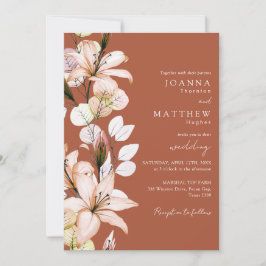 Autumn Fall Floral Terracotta Monogram Wedding Inbjudningar