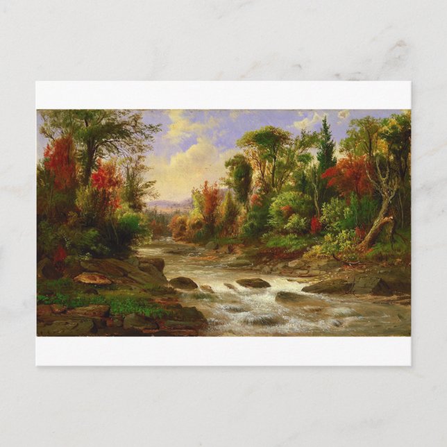 Autumn Fall Forest River Robert Duncanson Destiny Vykort (Framsida)