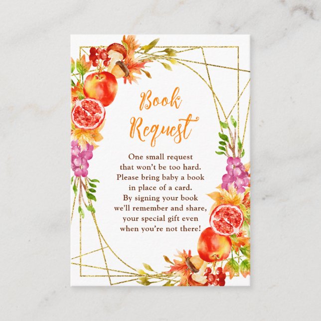 Autumn Fall Harvest Baby Shower Book Request Tilläggskort (Framsida)