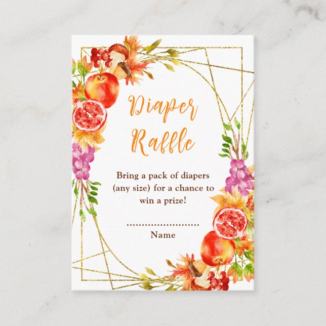 Autumn Fall Harvest Baby Shower Diaper Raffle Tilläggskort (Framsida)