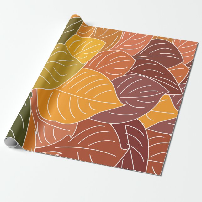 Autumn Fall Leaves Presentpapper (Utrullad)