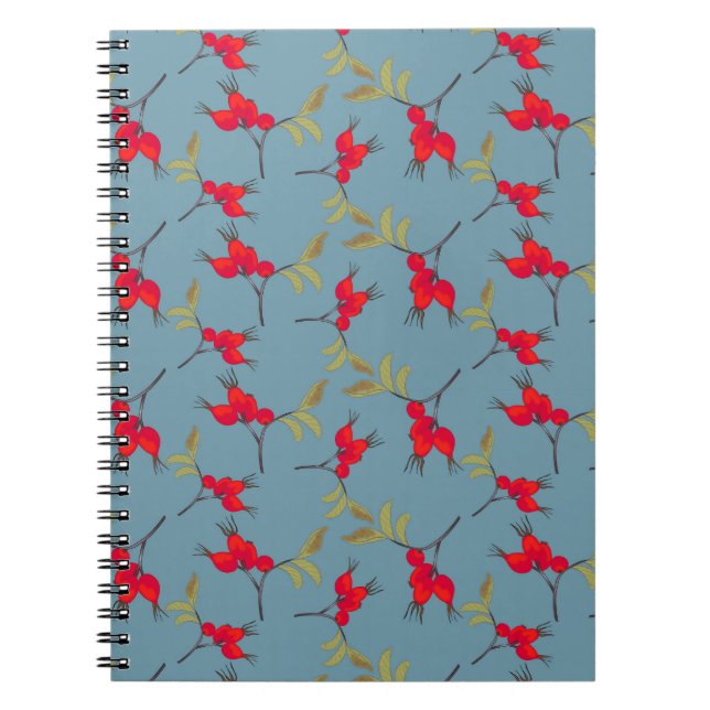 Autumn Fall Notebook with rosehip pattern Anteckningsbok (Framsidan)