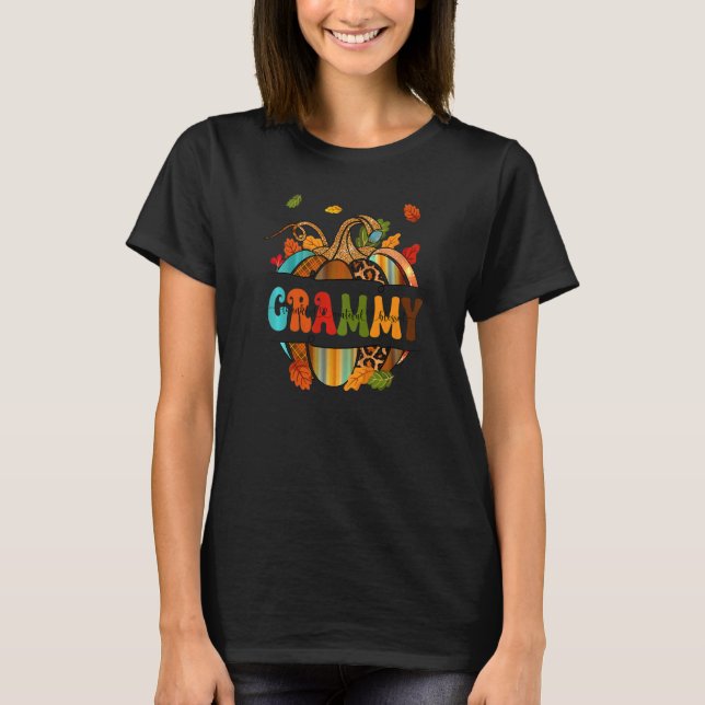 Autumn Fall Outfit Grammy Thankful Grateful Blesse T Shirt (Framsida)