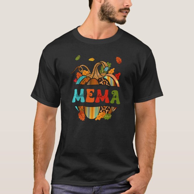 Autumn Fall Outfit Mema Thankful Grateful Blessed  T Shirt (Framsida)