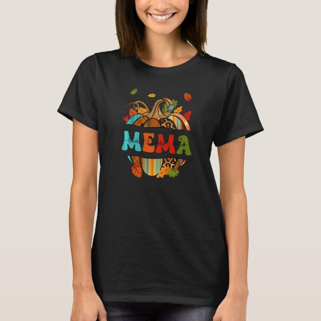 Autumn Fall Outfit Mema Thankful Grateful Blessed  T Shirt (Framsida)