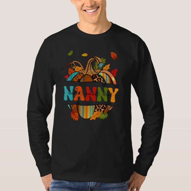 Autumn Fall Outfit Nanny Thankful Grateful Blessed T Shirt (Framsida)