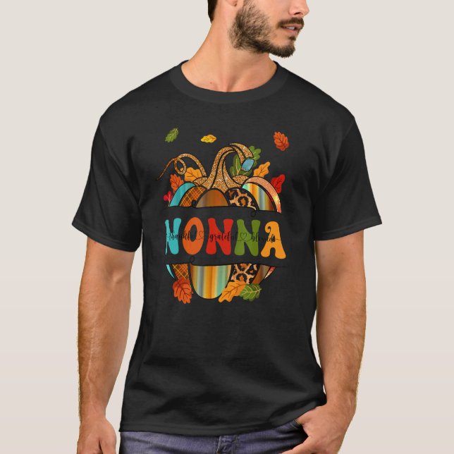 Autumn Fall Outfit Nonna Thankful Grateful Blessed T Shirt (Framsida)