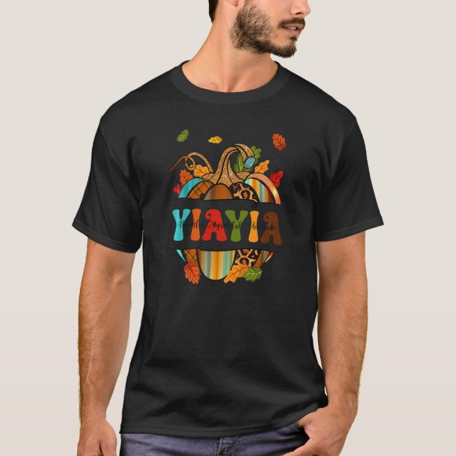 Autumn Fall Outfit Yiayia Thankful Grateful Blesse T Shirt (Framsida)