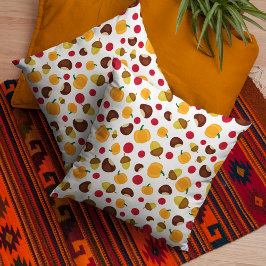 Autumn Fall Pumpkin Acorn Chestnut Berries Mönster Kudde