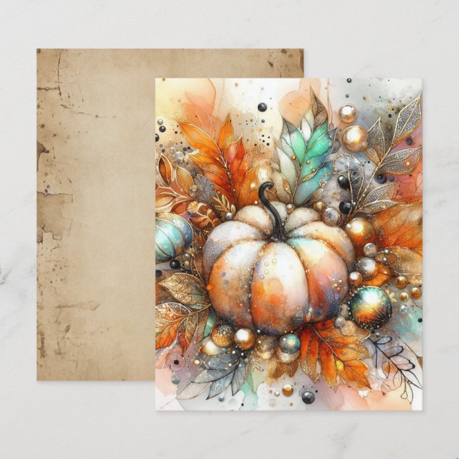 Autumn Fall Pumpkin Harvest Scrapbook Paper (Fram/baksida)