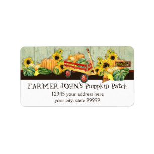 Autumn Fall Pumpkin Patch Harvest Farm Businesses Adressetikett
