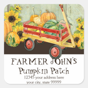 Autumn Fall Pumpkin Patch Harvest Farm Businesses Fyrkantigt Klistermärke