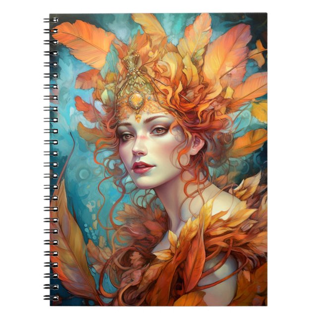 Autumn Fall Queen Goddes Fantasy Art Anteckningsbok (Framsidan)