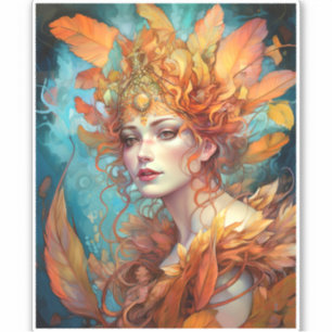 Autumn Fall Queen Goddes Fantasy Art Klistermärken