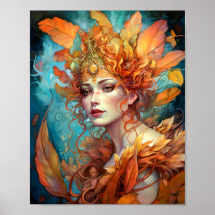 Autumn Fall Queen Goddes Fantasy Art Poster