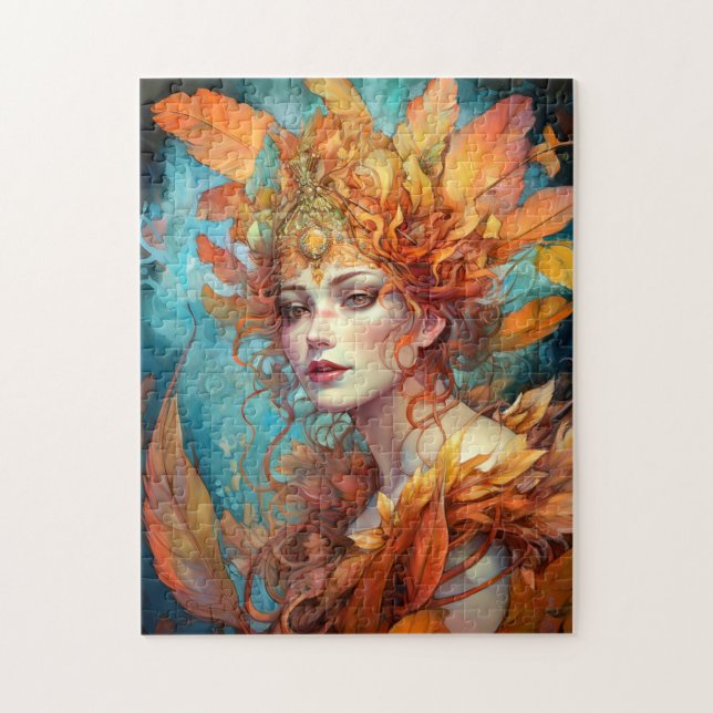 Autumn Fall Queen Goddes Fantasy Art Pussel (Vertikal)