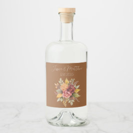 Autumn Fall Terracotta Rustic Watercolor Bröllop Spritflaskor Etikett