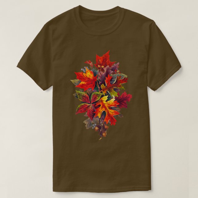 Autumn Fall Thanksgiving Season Colorful Leaves Ac T Shirt (Design framsida)