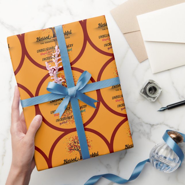 Autumn Fall Tree Happy Thanksgiving Blessed Presentpapper (Gifting)