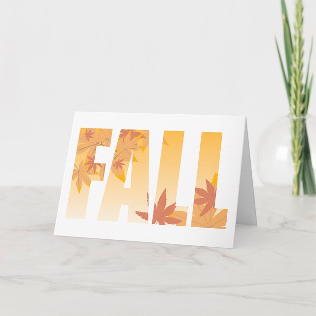 Autumn Fall Typography Design med Löv Kort (Skapare uppladdad)