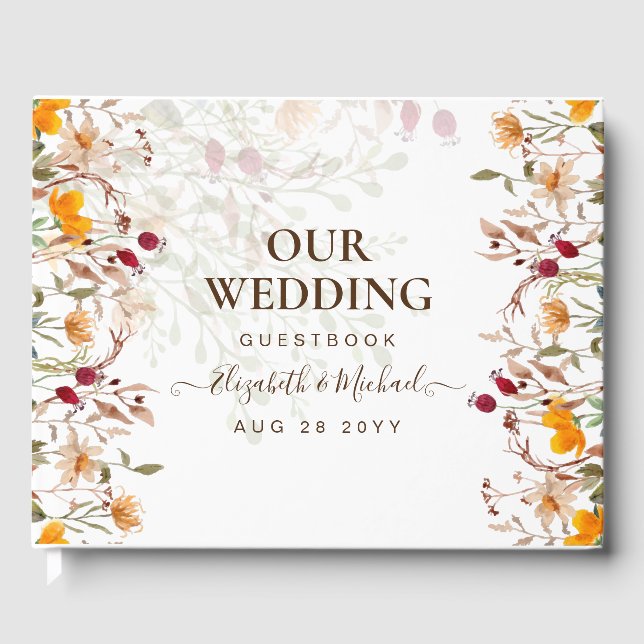 Autumn Fall Wildblommor Bröllop Guest Bok (Framsida)