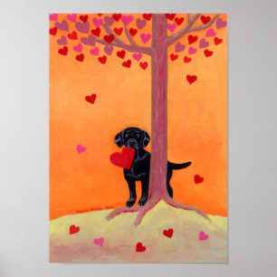 Autumn Färg Black Labrador Poster