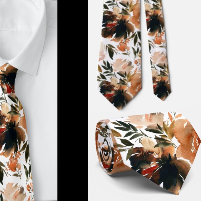 Autumn Färg Brown Flowers Ro Blommigt Neck Tie Slips (Skapare uppladdad)