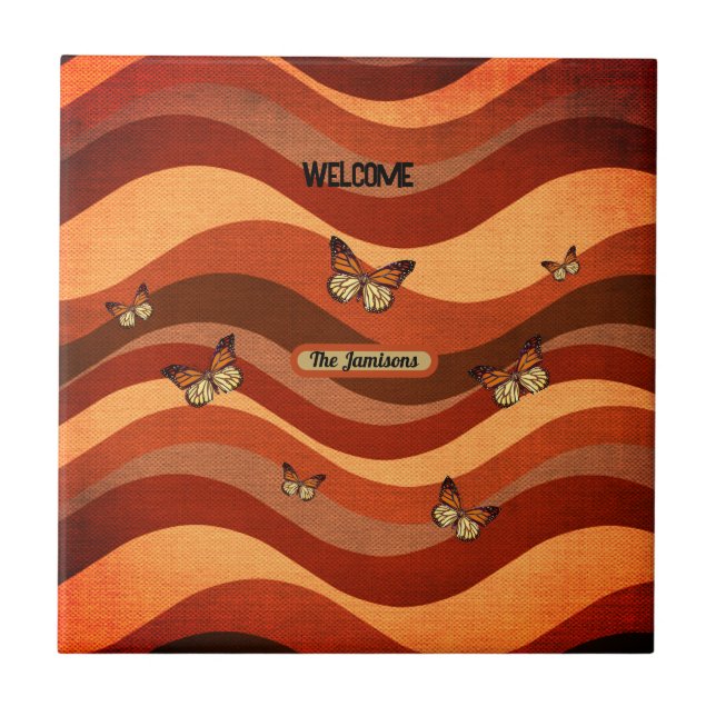 Autumn Färg Butterfly Kakelplatta (Framsidan)