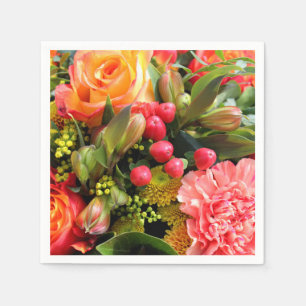 Autumn Färg Flower Bouquet Pappersservett