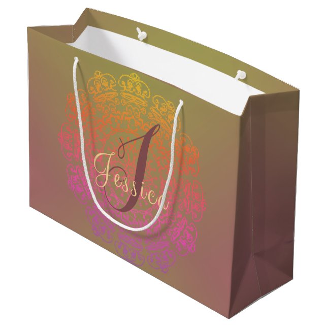 Autumn Färg Mandala Monogram Gift Bag (Baksidan Vinklad)