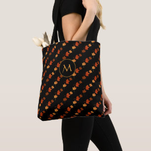Autumn Färg Maple Lövs mönster monogrammad Tygkasse