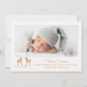 Autumn Fawn Photo Birth-meddelande Meddelande