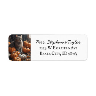 Autumn Festival Cat Return-adressetikett Returadress Etikett