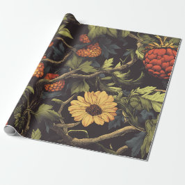 Autumn Fire Botanical Floral Wrapping Paper Presentpapper