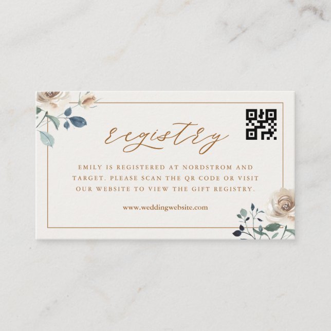 Autumn Floral Bridal Shower QR Code Gift Registry Tilläggskort (Framsida)