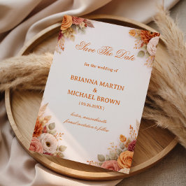 Autumn Floral Elegant Announcement Spara Datumet