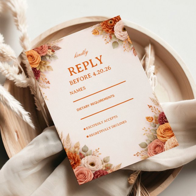 Autumn Floral Elegant Response OSA Kort (Skapare uppladdad)