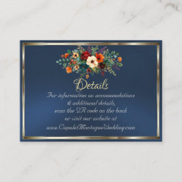 Autumn Floral, QR Code - Blue Tilläggskort