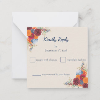 Autumn Floral RSVP Card Anteckningskort