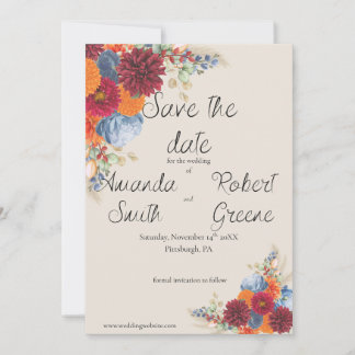 Autumn Floral Save the Date Spara Datumet