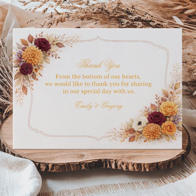 Autumn Floral Warm Appreciation Tack Kort (Skapare uppladdad)