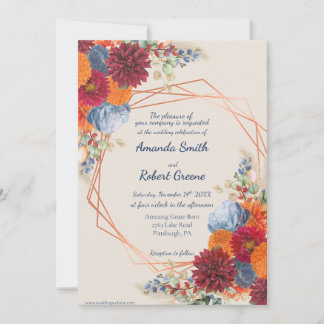Autumn Floral Wedding Invitation Inbjudningar