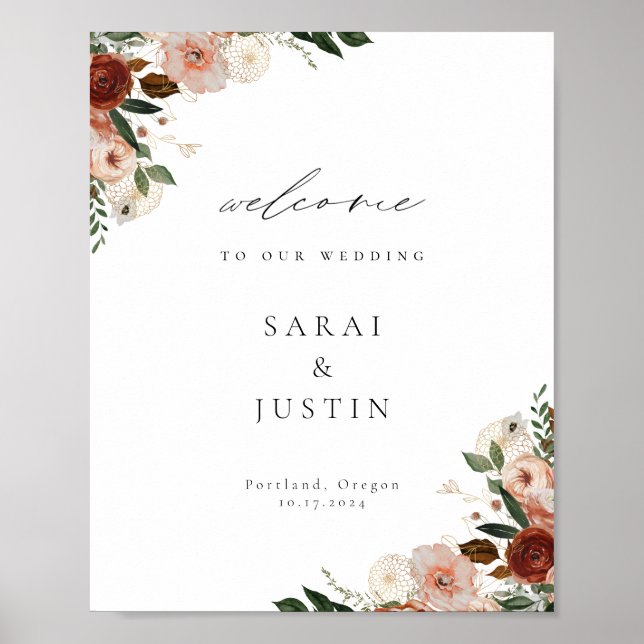 Autumn Floral Wedding Welcome Poster (Framsidan)