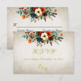Autumn Floral & Wreath RSVP - Cream OSA Kort