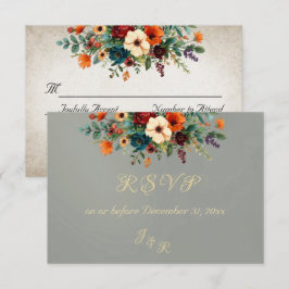 Autumn Floral & Wreath RSVP - Sage OSA Kort