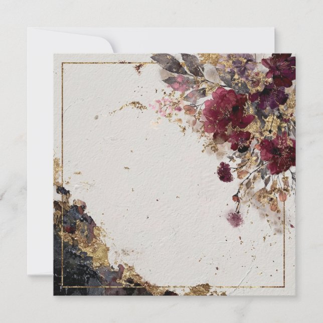 Autumn florals with gold accents  inbjudningar (Framsida)