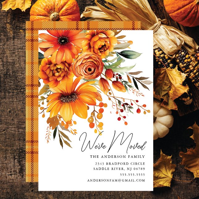 Autumn Flower Bouquet Flytta Announcement Inbjudningar (Skapare uppladdad)