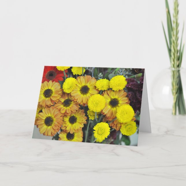 Autumn Flower Bouquet Tack Kort (Framsida)