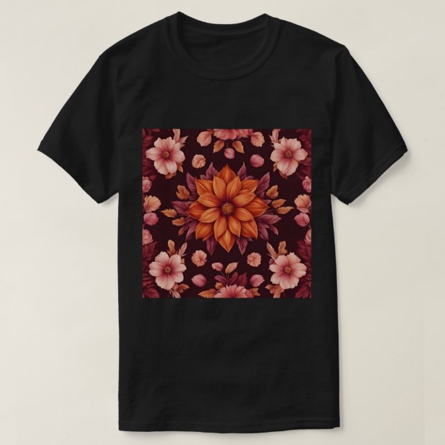 Autumn Flowers Black T-Shirt (Design framsida)
